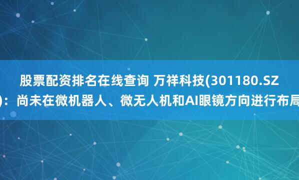 股票配资排名在线查询 万祥科技(301180.SZ)：尚未在微机器人、微无人机和AI眼镜方向进行布局